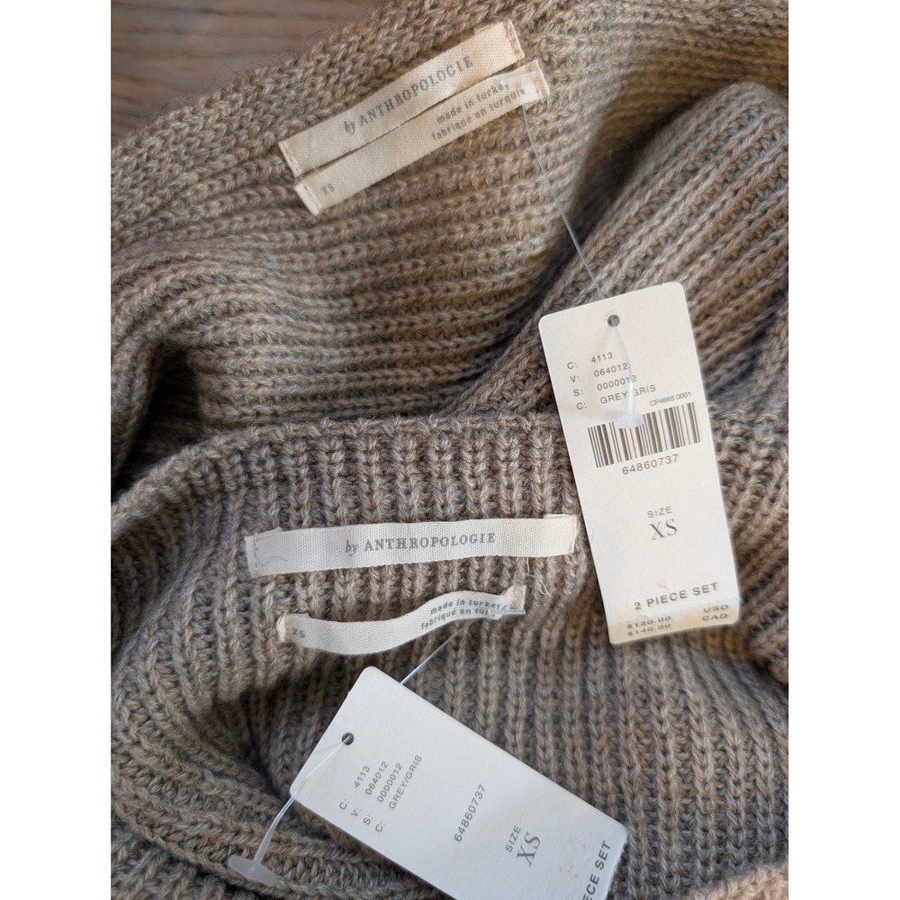 By Anthropologie Twist-Front Sweater Set Grey Gris 2-Piece Tank Pullover XS NWT - Picture 6 of 7